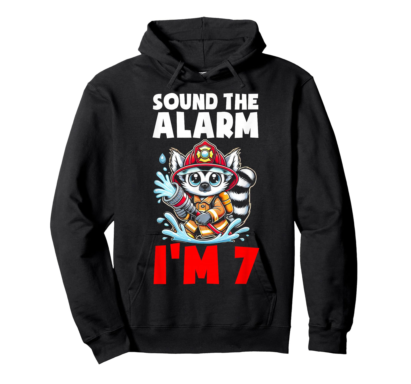 Lemur Firefighter Fireman Kids 7th Birthday Boys 7 Year Old T-Shirt