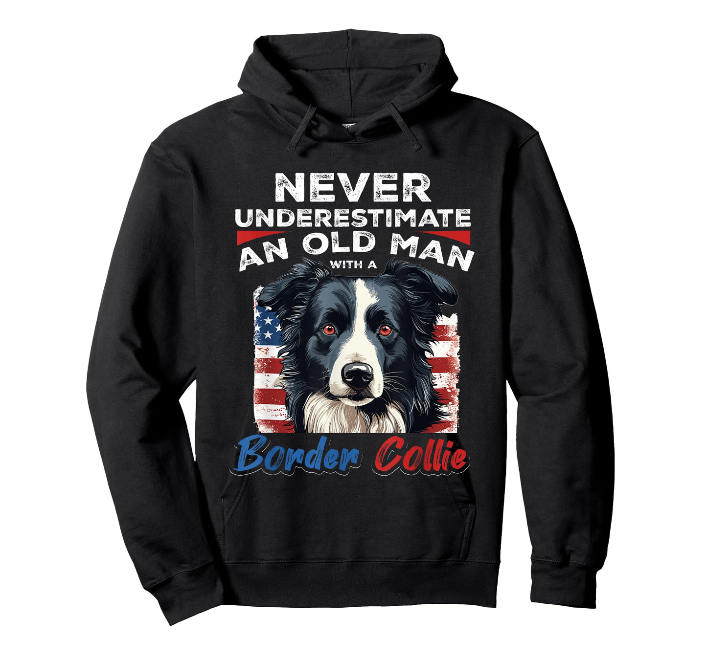 Border Collie Dog - Never Underestimate an Old Man with a T-Shirt