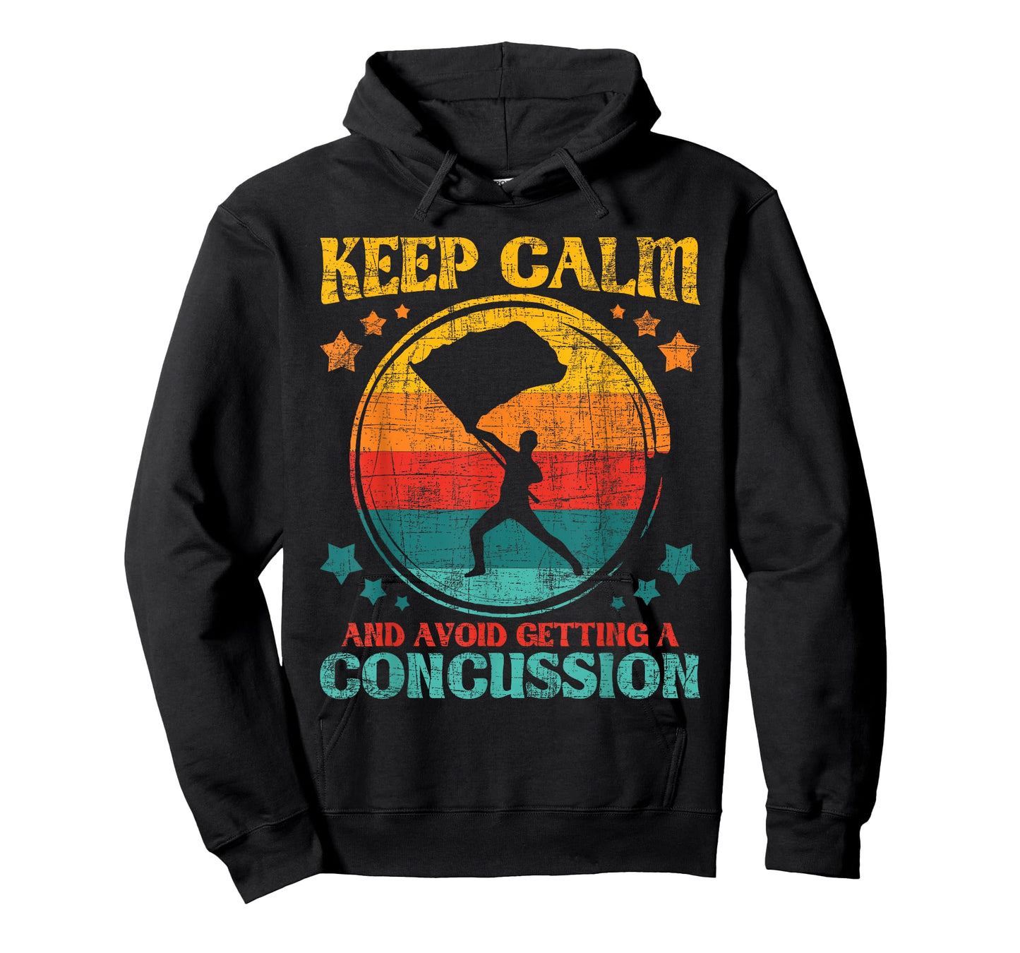 Keep Calm and Avoid Getting A Concussion - Retro Colorguard T-Shirt
