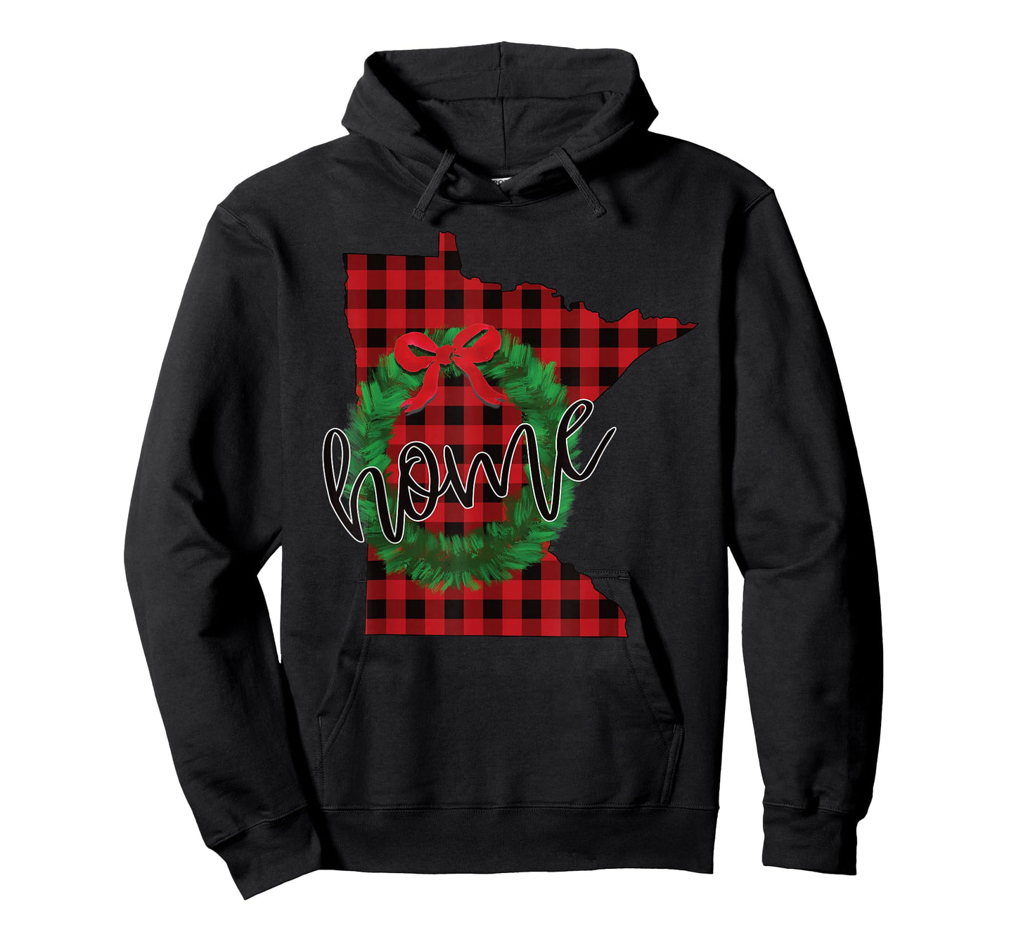Minnesota Buffalo Plaid Christmas Home Wreath Retro T-Shirt