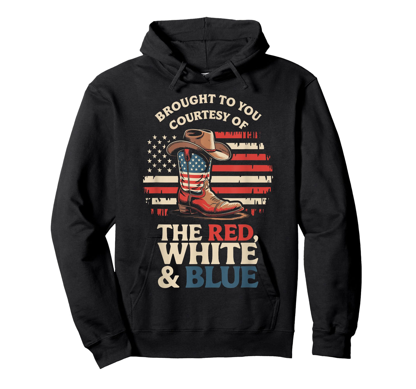 Brought to You Courtesy of The Red White Blue Cowboy Boot T-Shirt