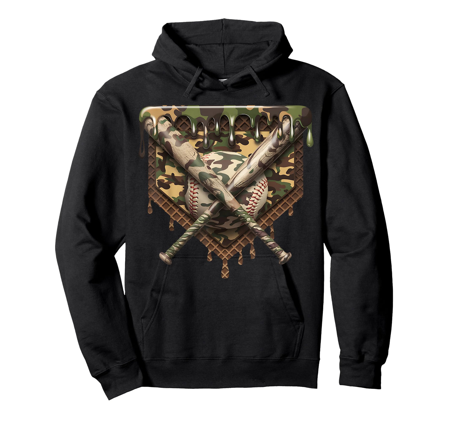 Baseball Home Plate Drip Baseball Ice Cream Camo Matching T-Shirt