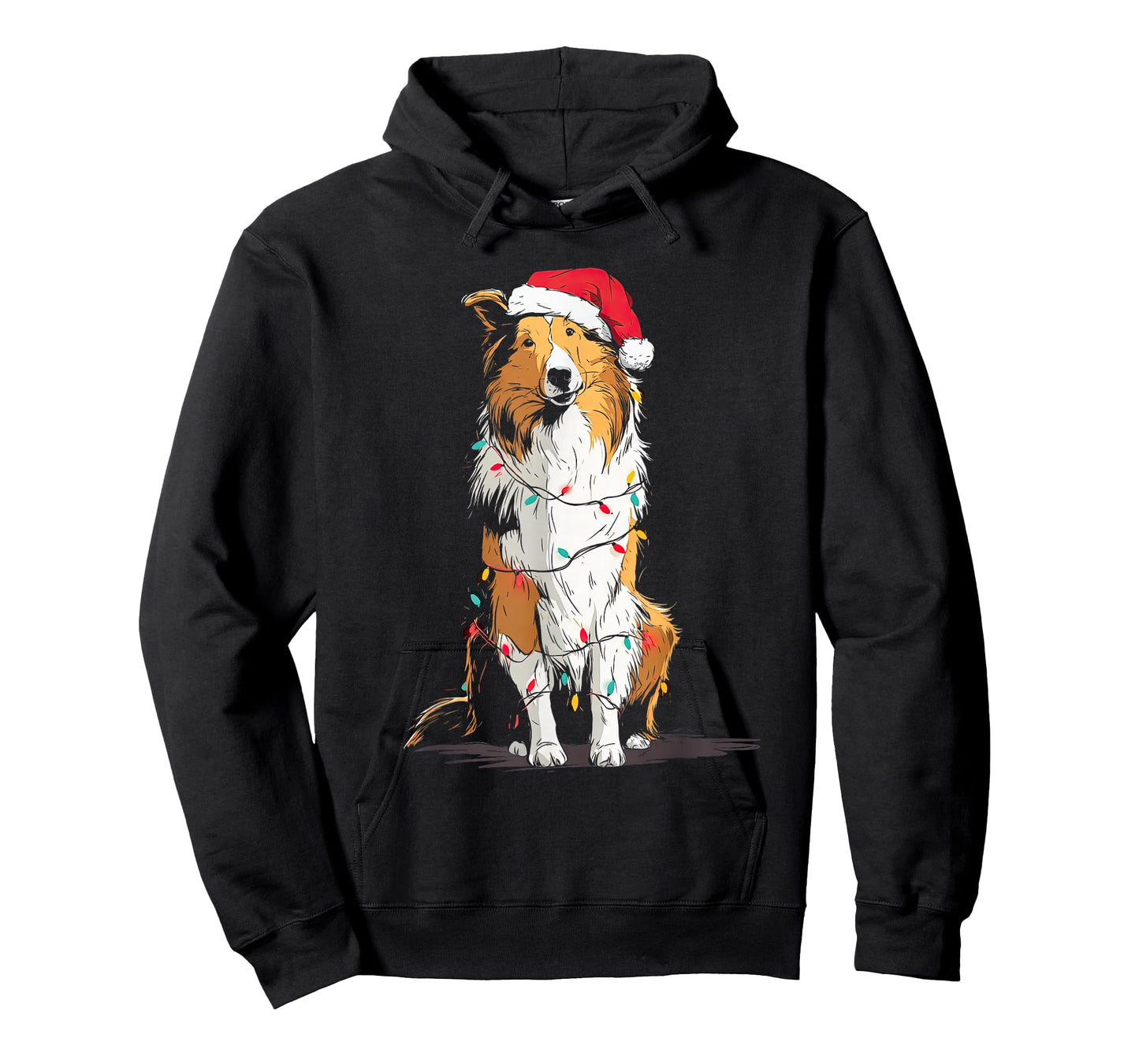 Funny Rough Collie Christmas Graphics Dog Lights Lover T-Shirt