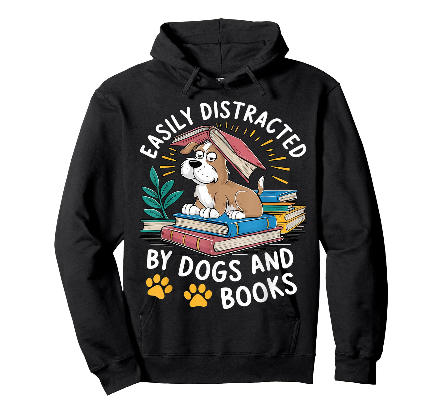 Easily Distracted by Dogs And Books Funny Pets Books Lovers T-Shirt