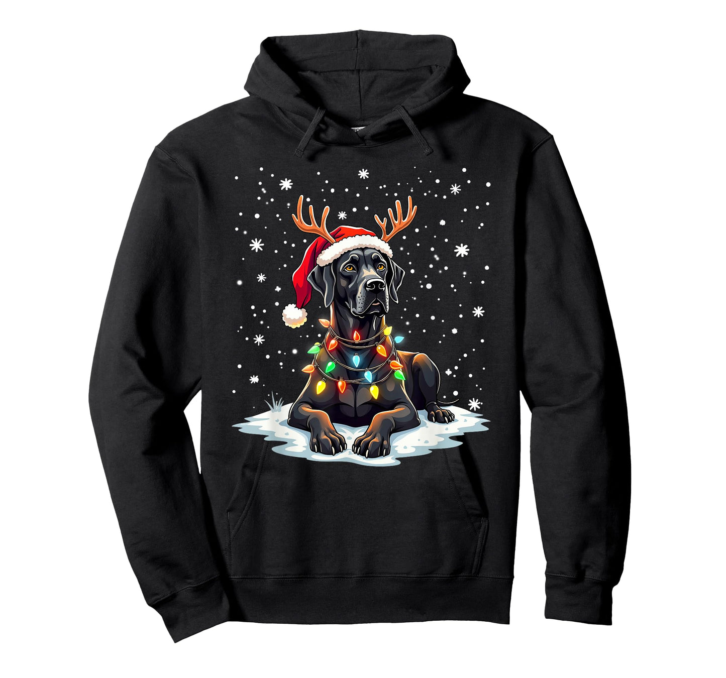 Black Lab Labrador Dog Christmas Tree Xmas Pajama Santa Hat T-Shirt