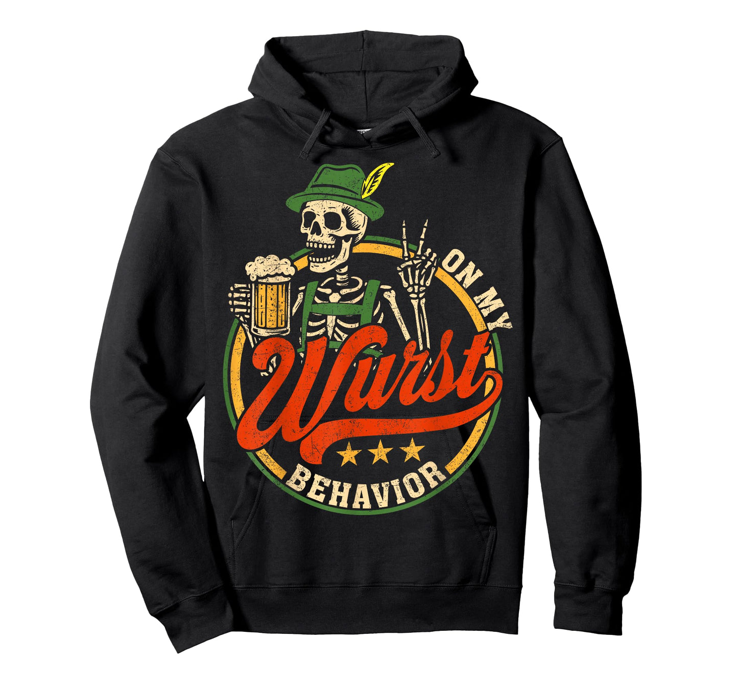 On My Wurst Behavior Funny German Skeleton Oktoberfest T-Shirt