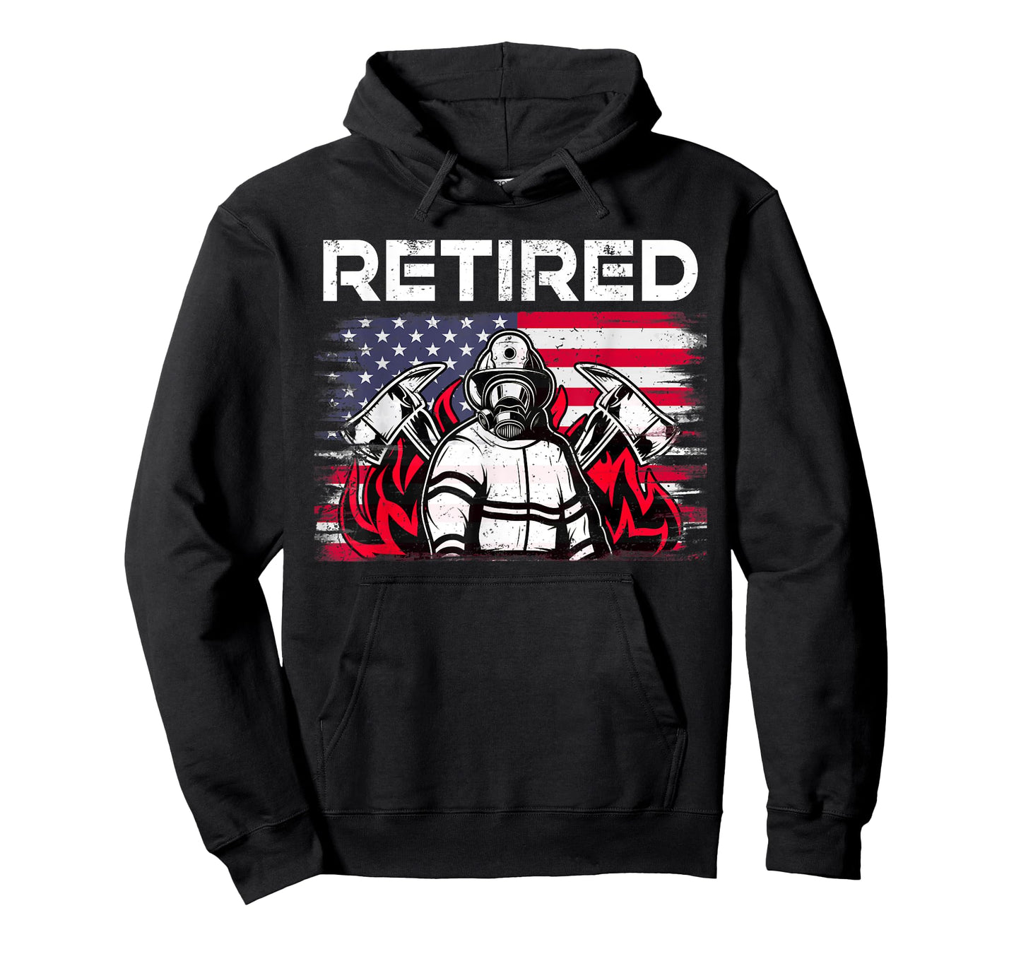 Retired Firefighter Retirement USA Flag Thin Red Line Men T-Shirt