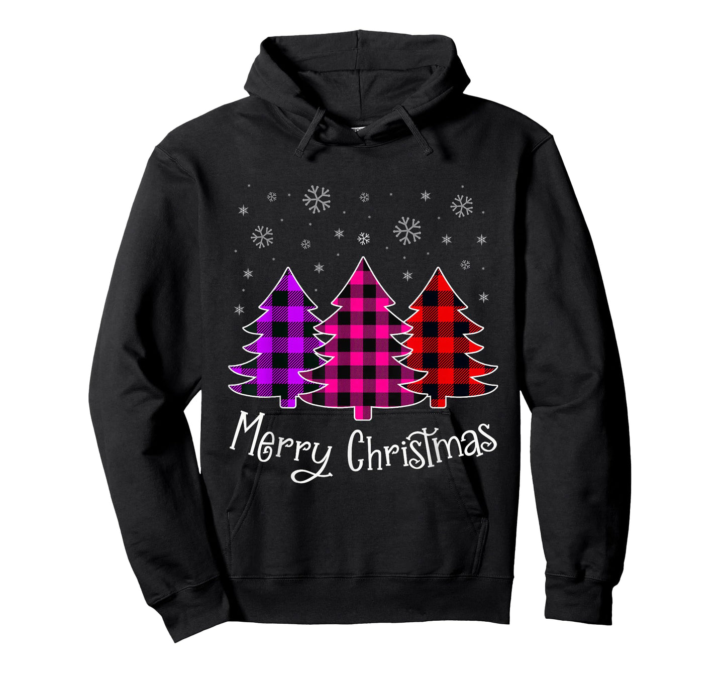 Merry Christmas Tree With Buffalo Pink Plaid Women Girl Teen T-Shirt