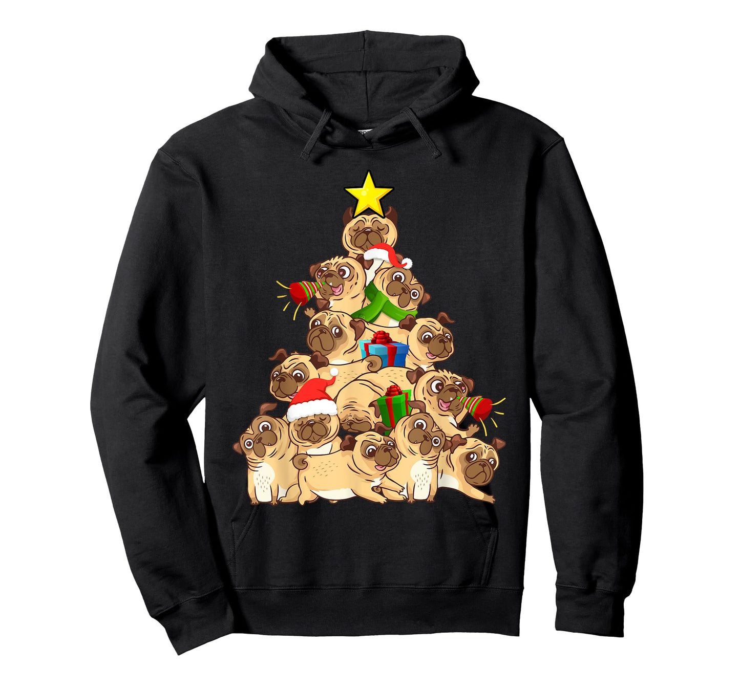 Pug Dogs Tree Christmas Sweater Xmas Pet Animal Dog Gifts T-Shirt for Men Women Kids