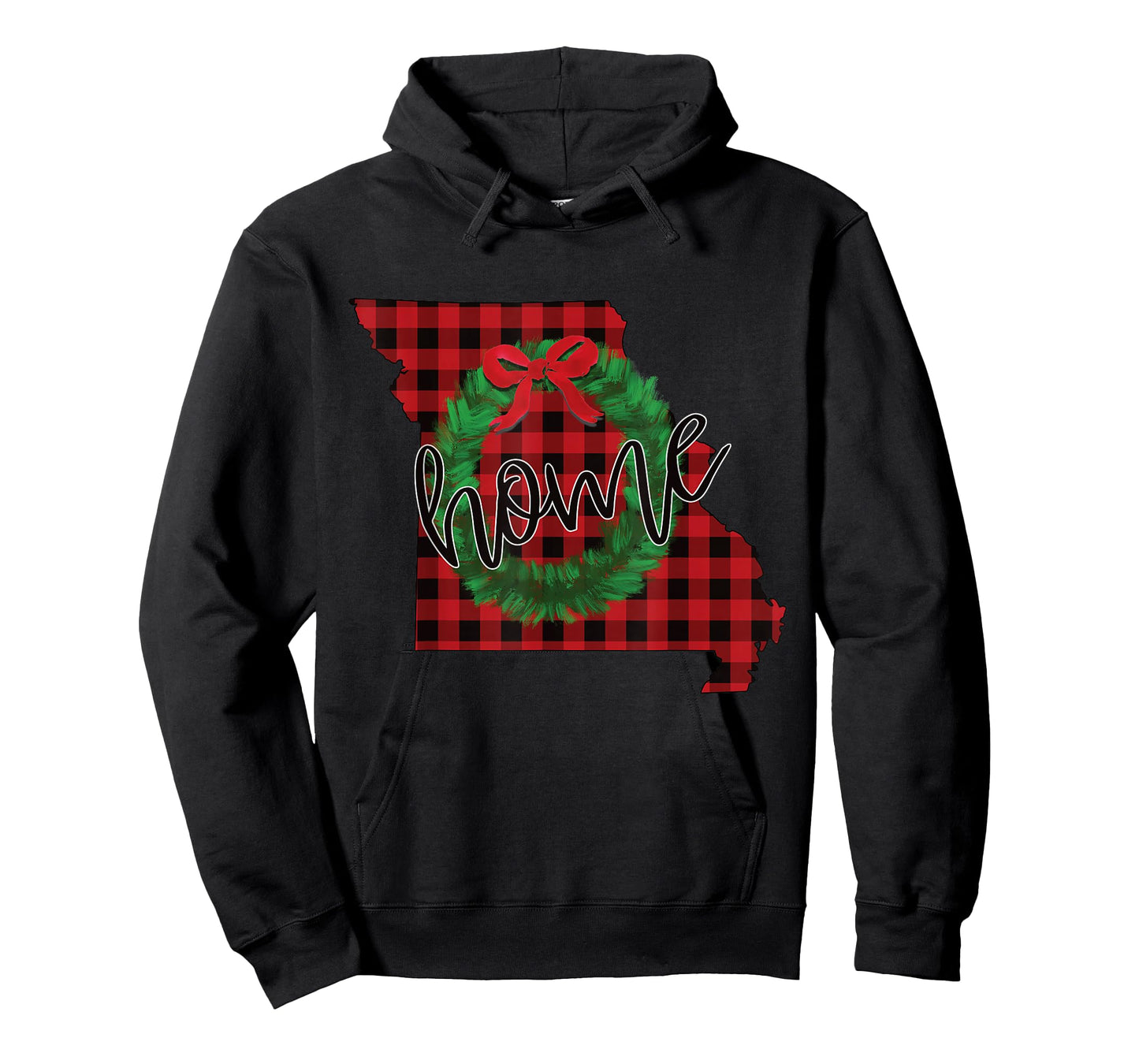Missouri Buffalo Plaid Christmas Home Wreath Retro T-Shirt