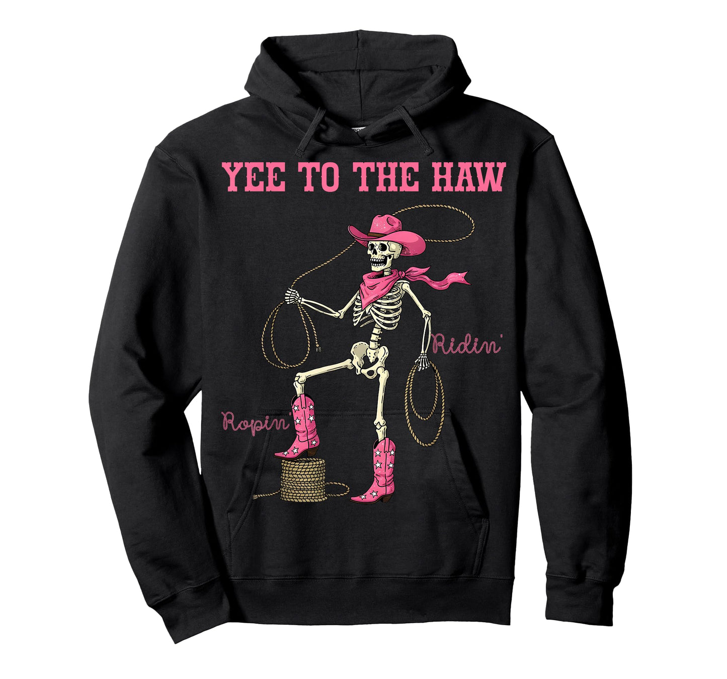 Yee to the Haw Skeleton Pink Western Cowgirl Halloween T-Shirt