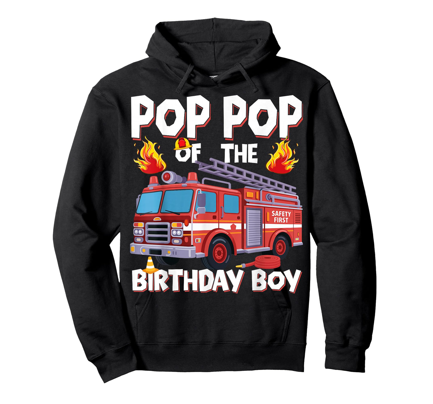 Pop Pop of The Birthday Boy Fire Truck Firefighter Pop Bday T-Shirt