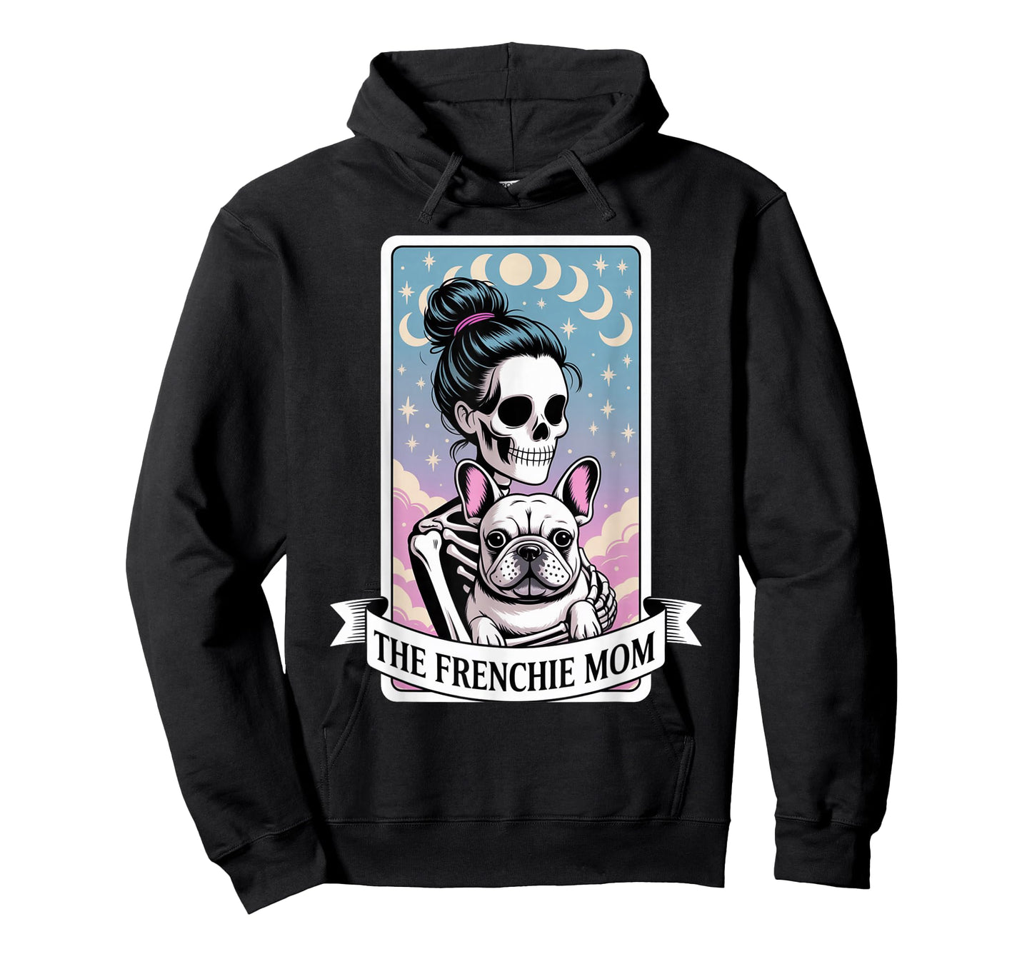 The Frenchie Mom Skeleton Hug Tarot Card Halloween Dog Lover T-Shirt