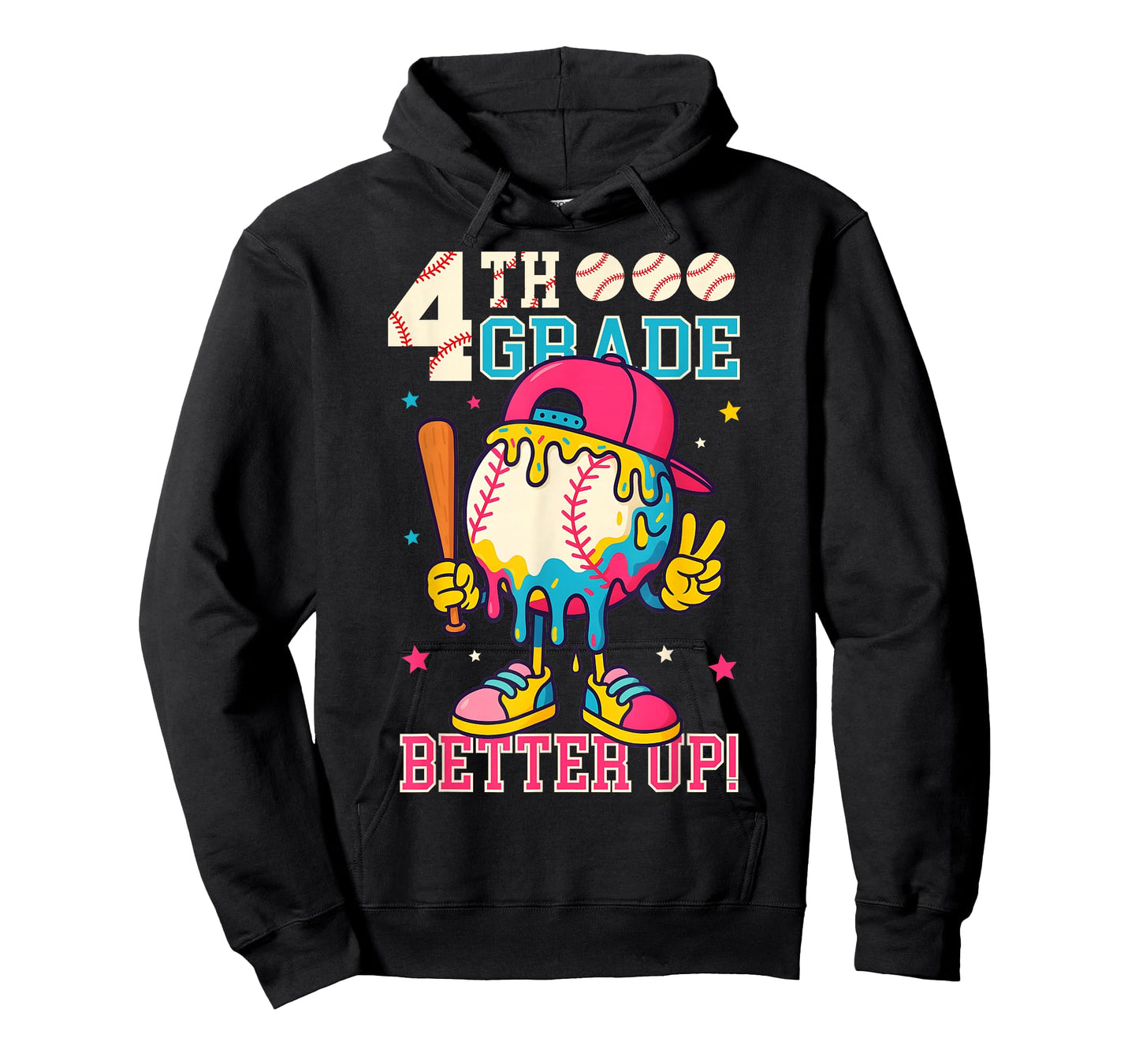 4th Grade Back To School Baseball Drip Ice Cream Game On T-Shirt