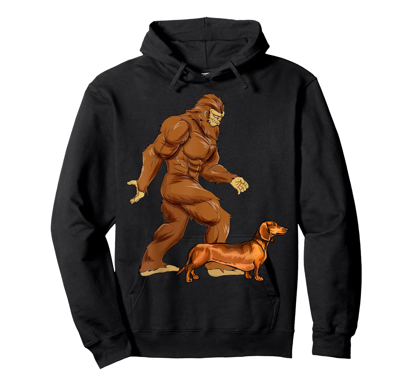 Funny Bigfoot Walking Brown Dachshund Sasquatch Dog Men Women Girls Kids T-Shirt