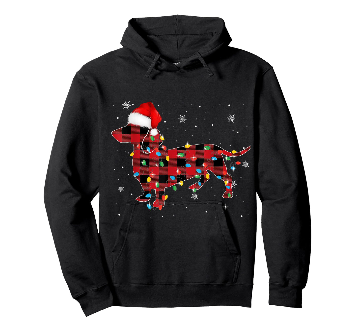 Red Plaid Santa Hat Dachshund Christmas Dog Lover Pajamas T-Shirt