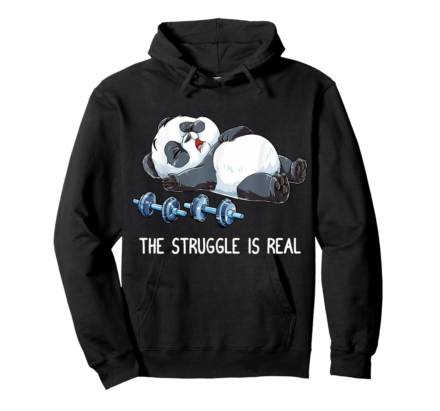 Panda The Struggle Is Real Weightlifting Fitness Gym Funny T-Shirt
