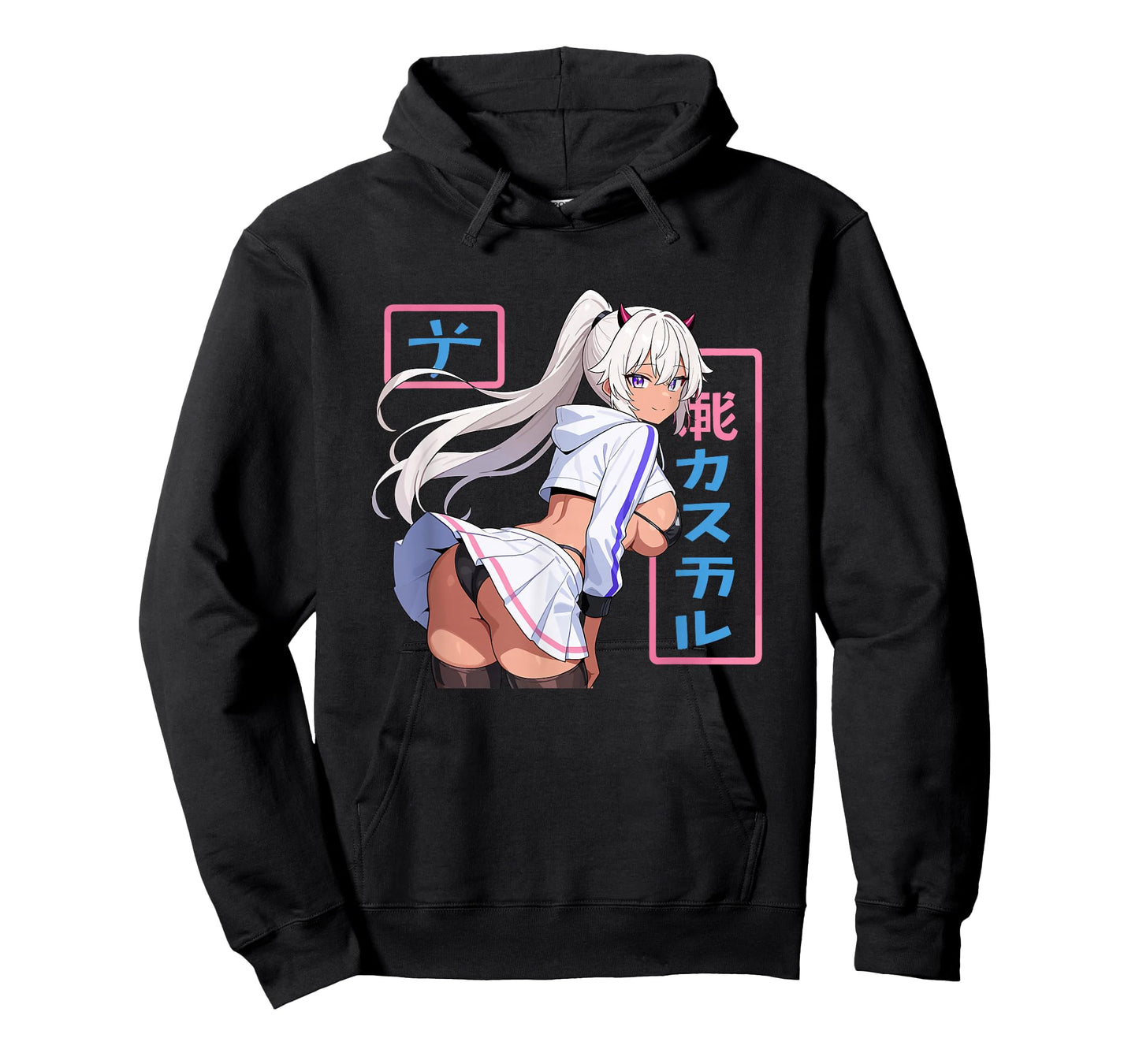 Waifu Sexy Anime Girl Horns Mini Skirt Japanese Manga Style T-Shirt