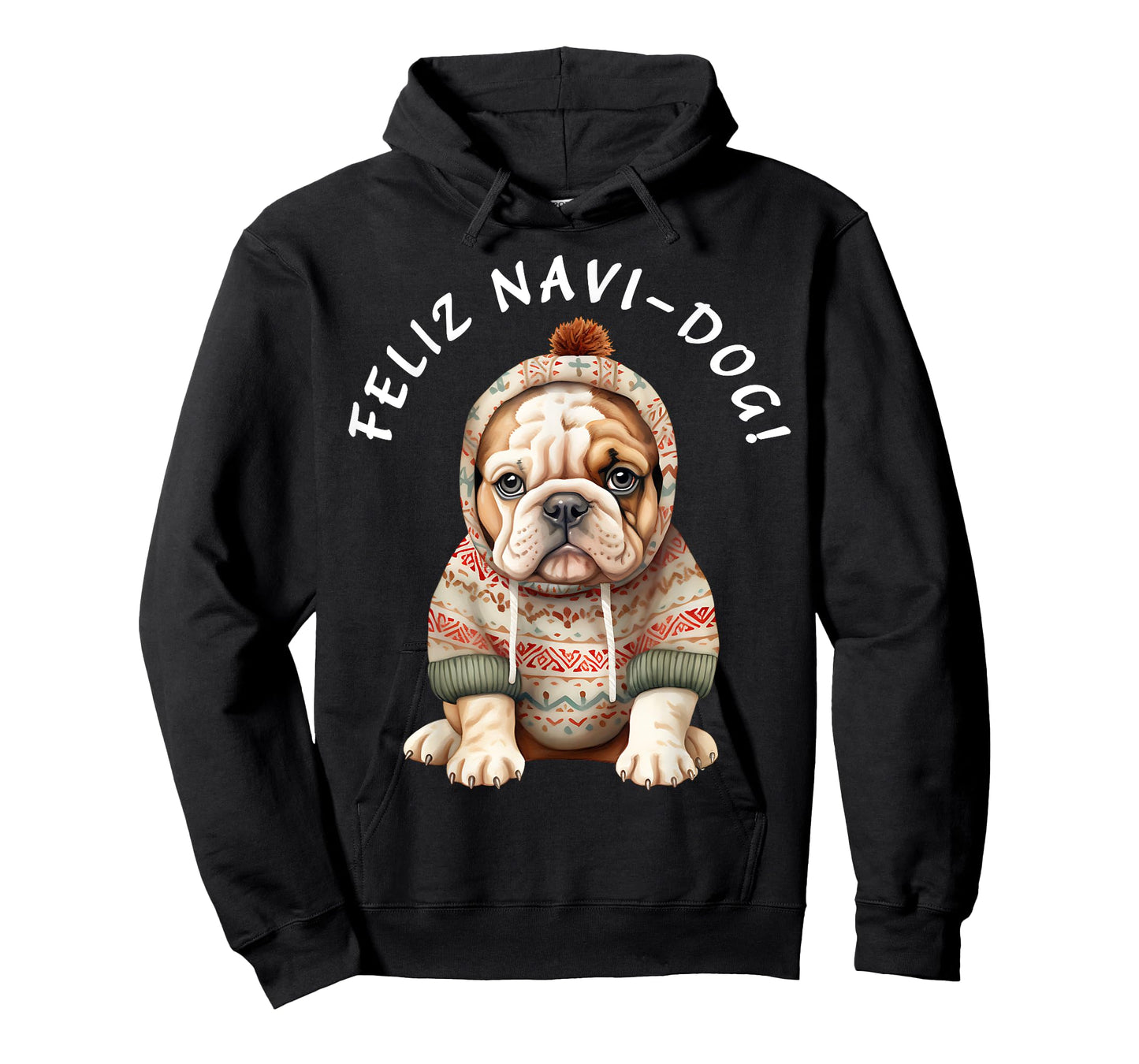 Funny Bullie Dog Pup Saying Feliz Navi-Dog! Navidad! T-Shirt for Men Women Kids