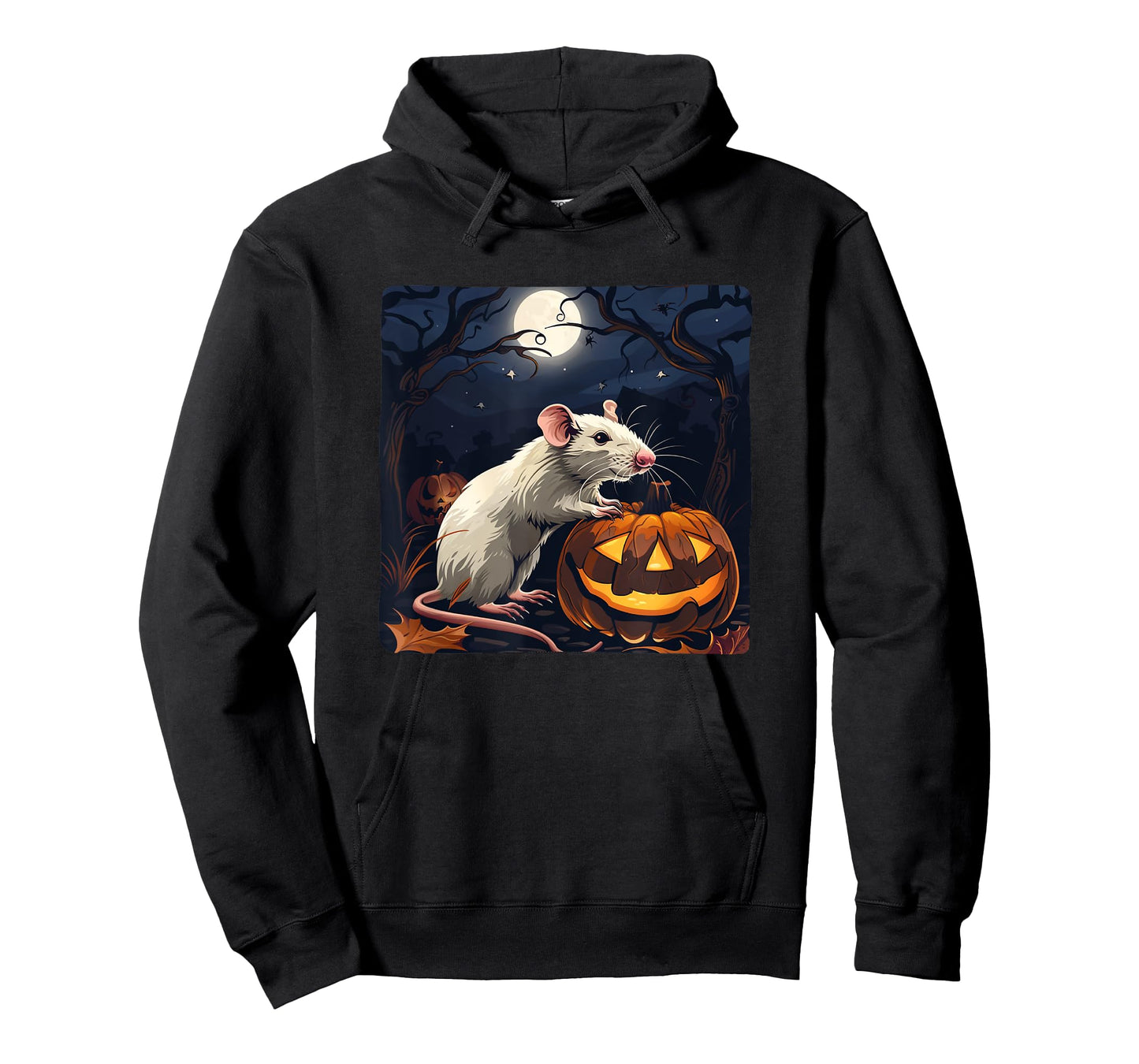 Spooky White Rat with Pumpkin for Halloween Fun T-Shirt