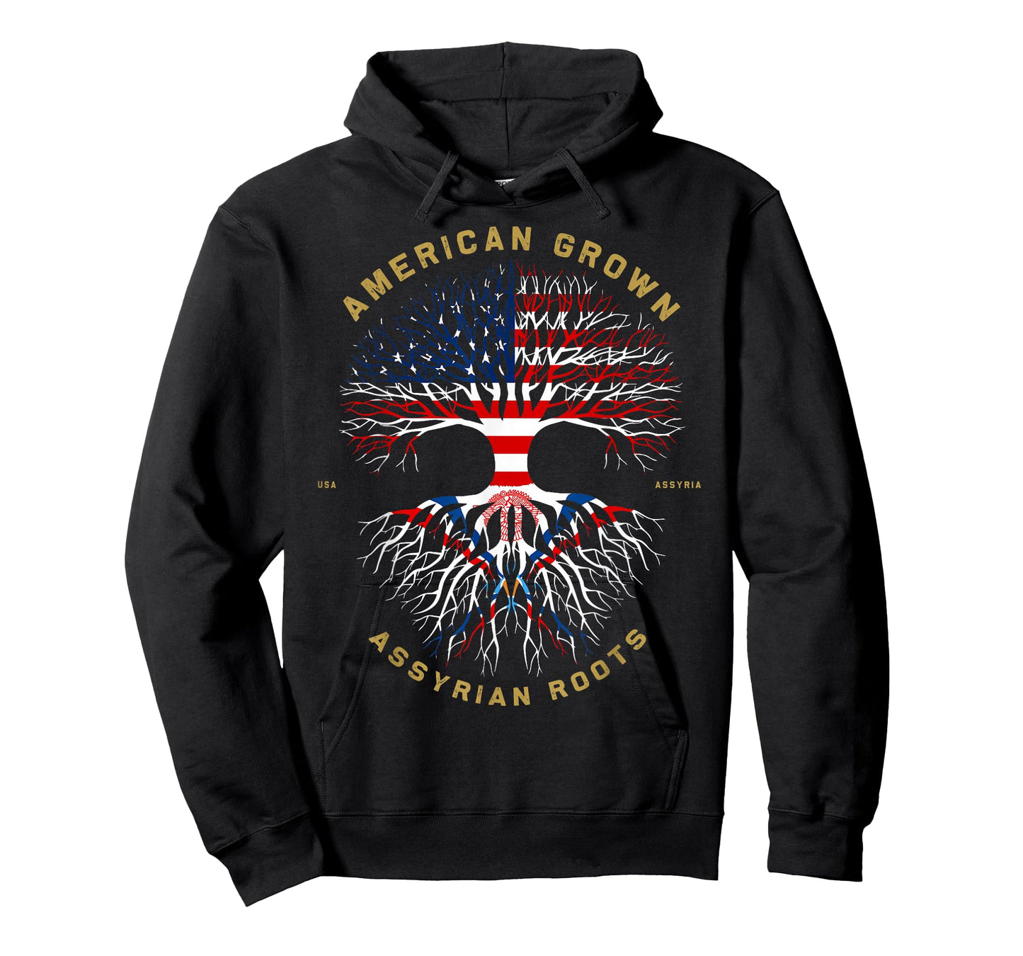 American Grown With Assyrian Roots Tree USA Flag Gifts Idea T-Shirt