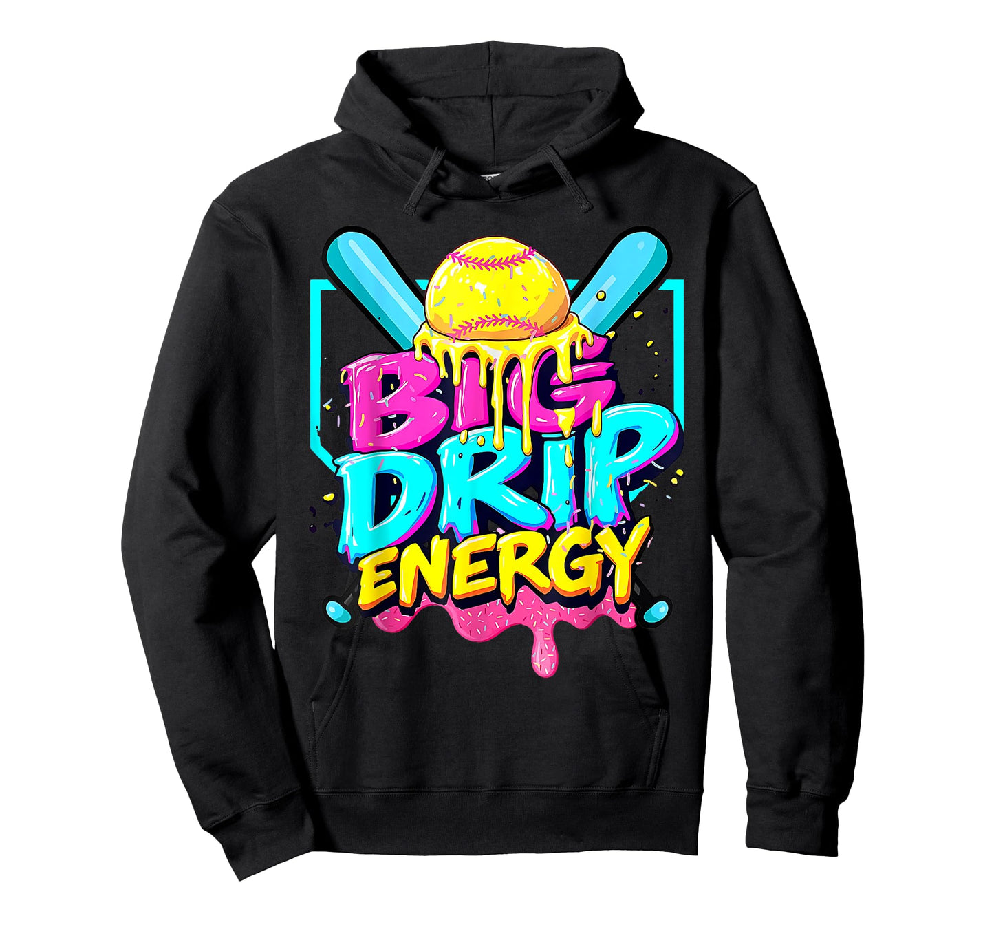 Softball Drip For Girls Ice Cream Drip Youth Girls Softball T-Shirt