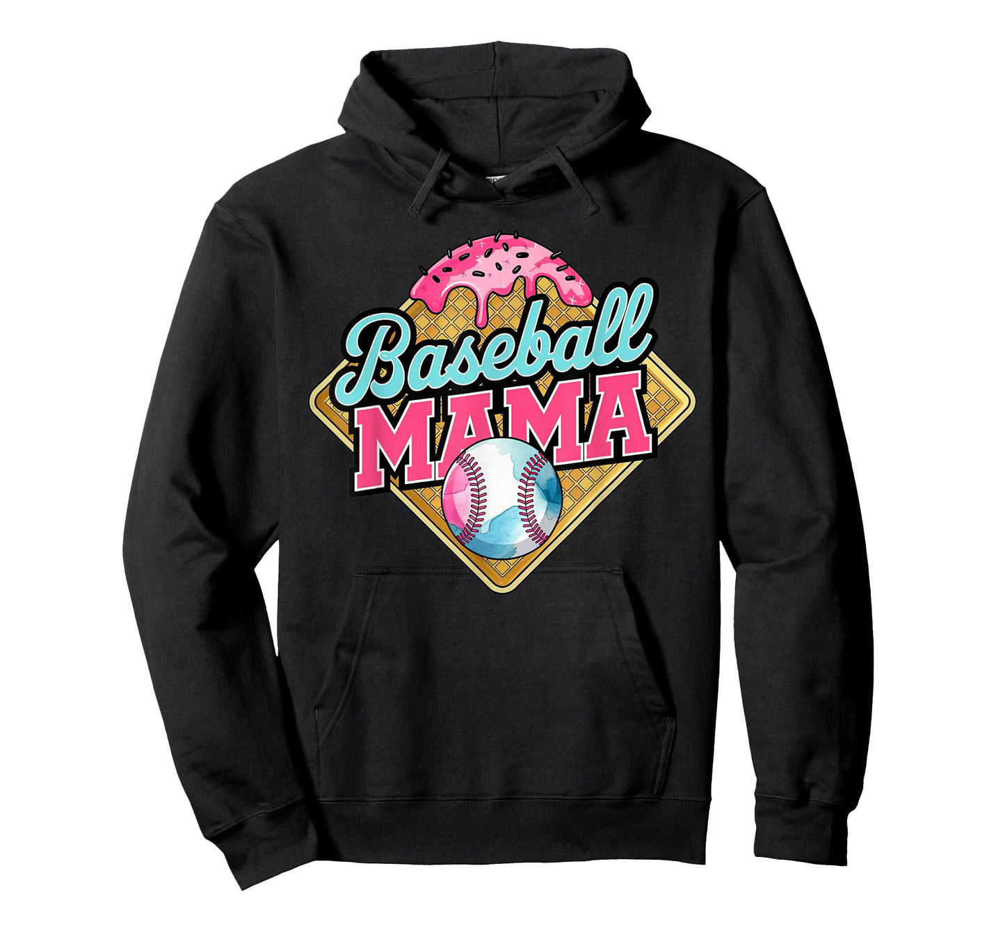 Baseball Mama Home Plate Ice Cream Drip Mother's day Funny T-Shirt