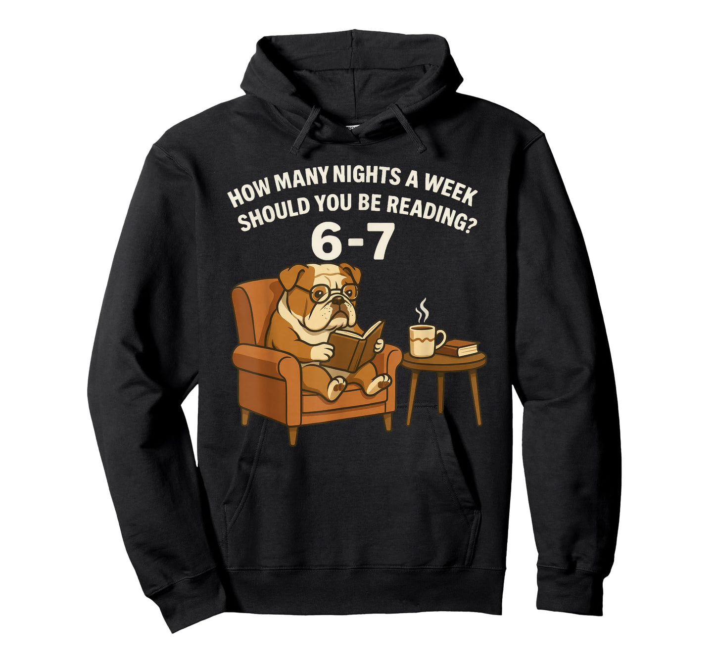 Funny English Bulldog Dog Reading Book 67 Six Seven Meme T-Shirt