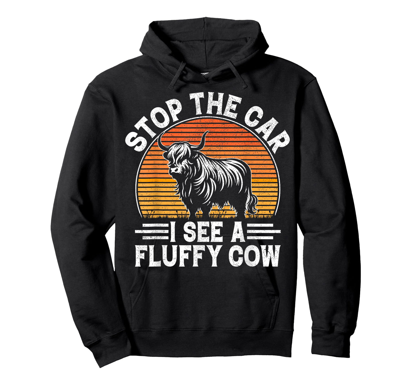 Stop The Car I See Fluffy Cow Retro Highland Cow Lover Funny T-Shirt
