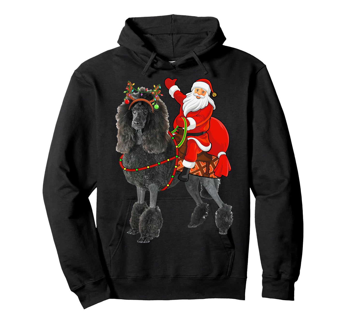 Family Matching Funny Santa Riding Standard Poodle Christmas T-Shirt