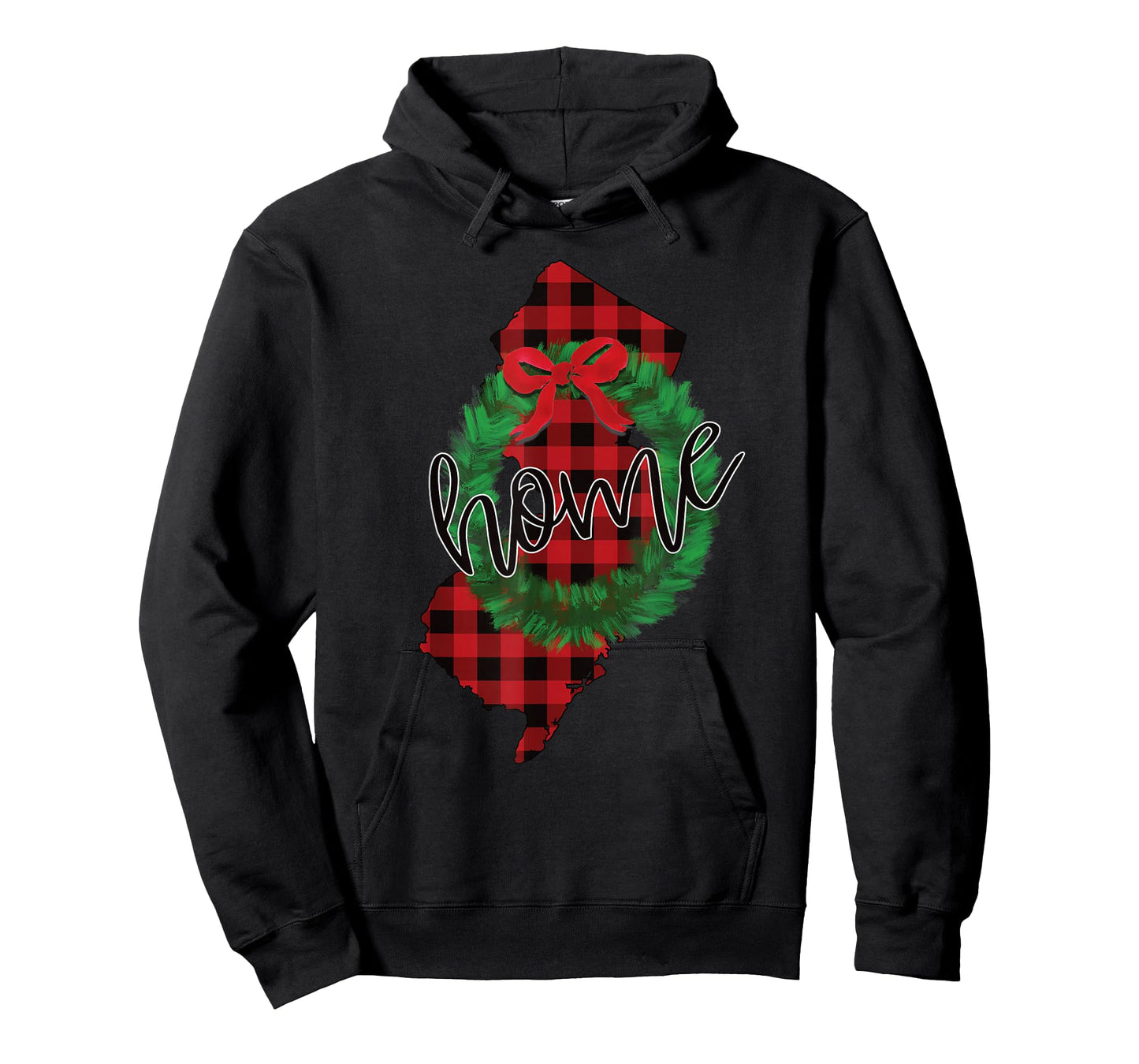 New Jersey Buffalo Plaid Christmas Home Wreath Retro T-Shirt