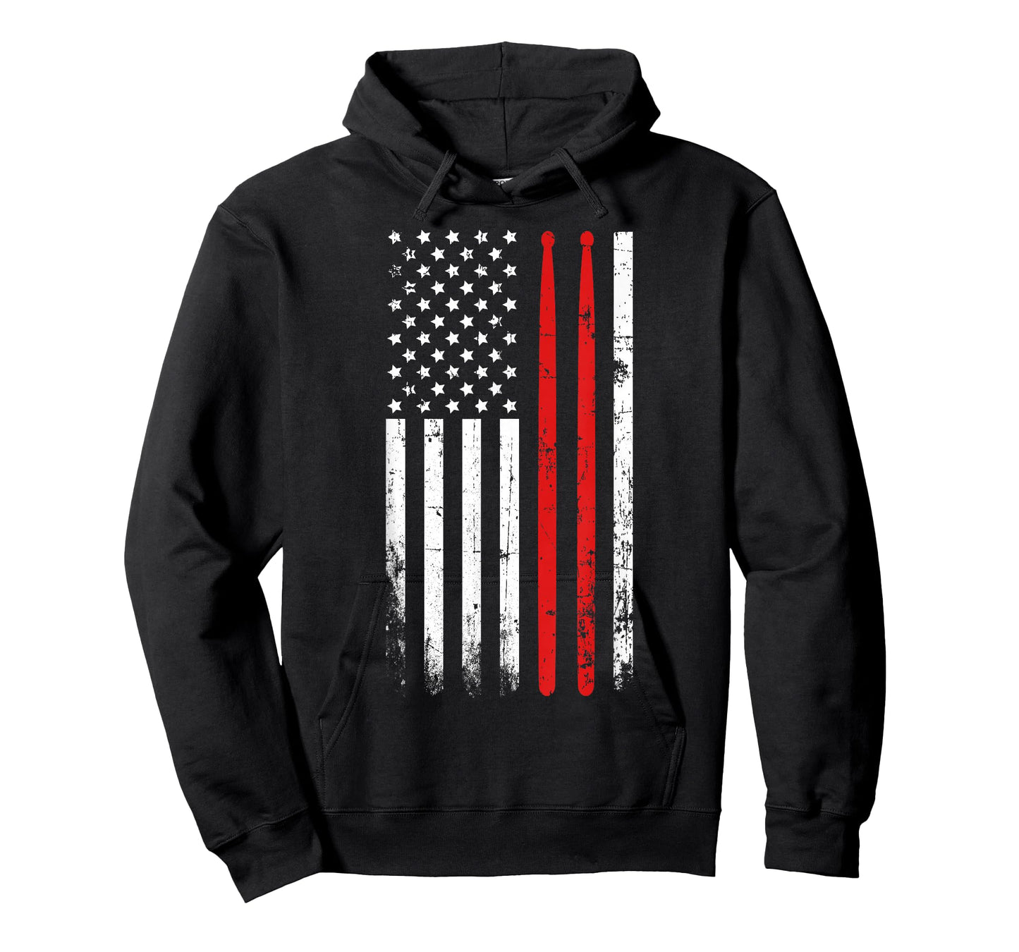 Drum sticks on a vintage American flag T-shirt for Drummers T-Shirt