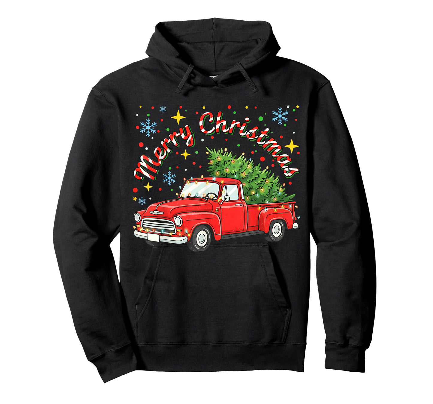 Vintage Merry Christmas Red Truck Xmas Tree Family T-Shirt