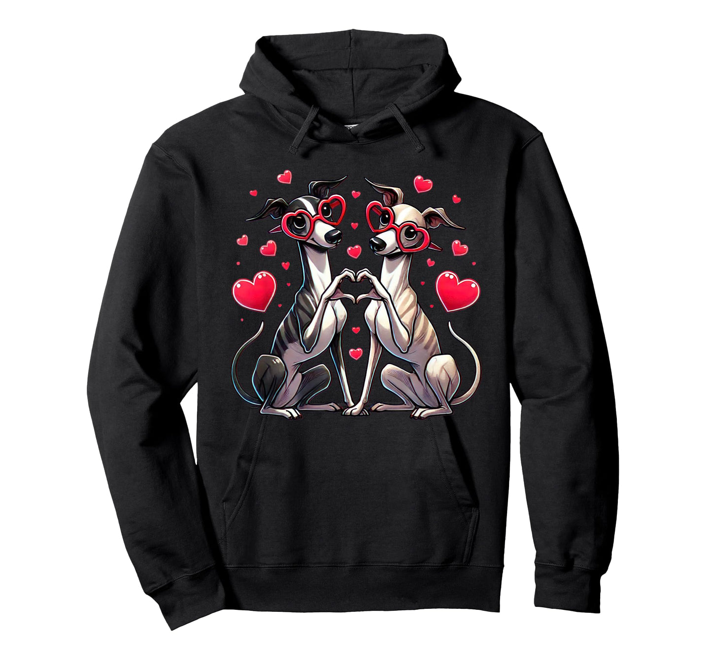 Heart Sign Hand Whippet Valentine Dog Womens Mens Kids T-Shirt
