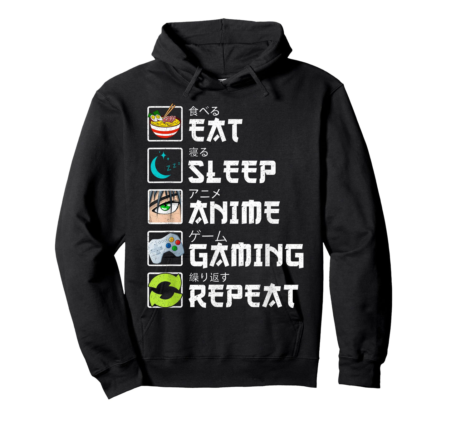 Eat Sleep Anime Gaming Repeat Kawaii Otaku Anime Manga T-Shirt