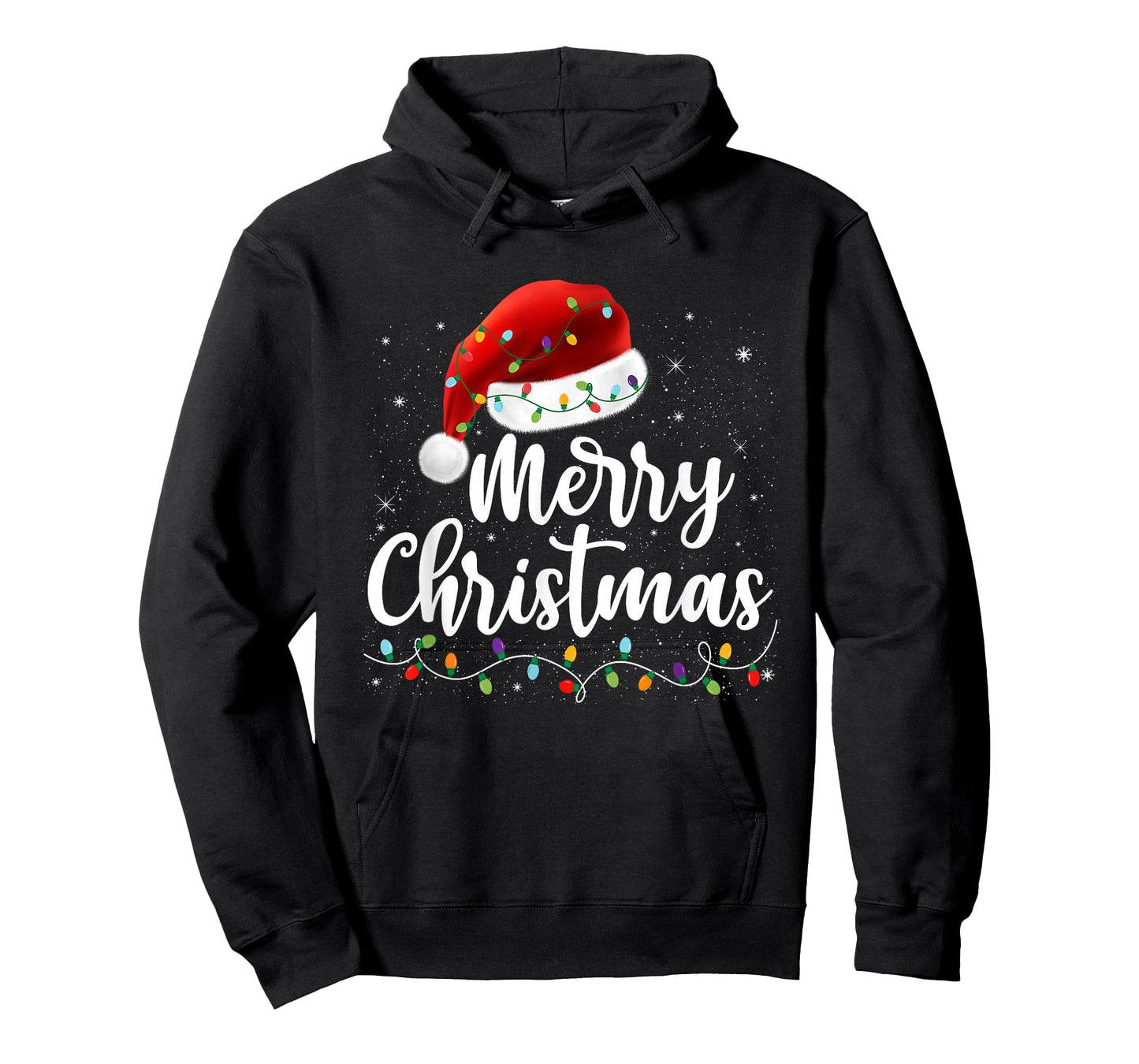 Merry Christmas Lights Red Santa Hat Xmas Family Men Women T-Shirt