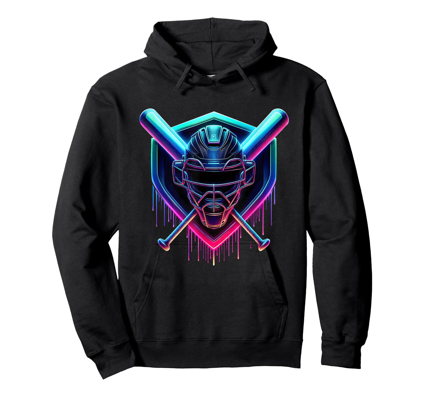 Colorful Baseball Catcher Mask Paint Dripping Bats Sports T-Shirt