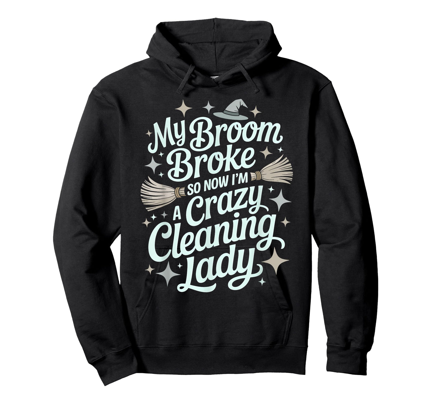 Kawaii Cleaning Lady Witch Broom Broke Janitor Team Scrub T-Shirt