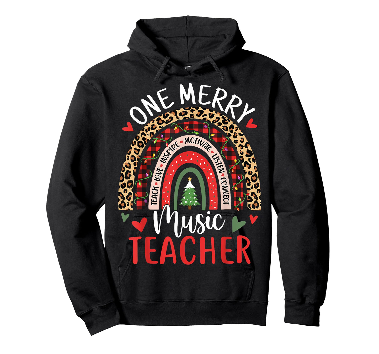 One Merry Music Teacher Funny Rainbow Christmas Musician T-Shirt