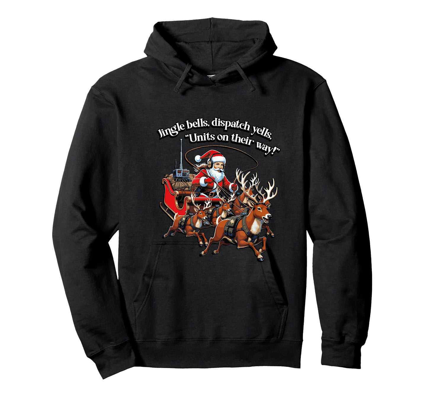 Christmas 911 Dispatch Santa Sleigh Reindeer Jingle Bells T-Shirt