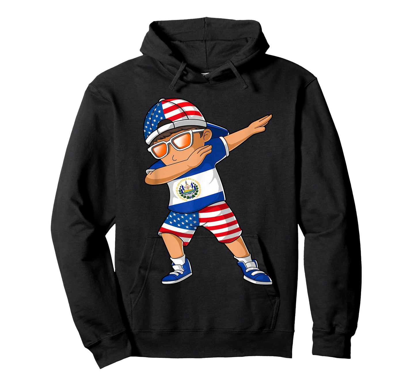 Half American Half Salvadoran Boy Kid El Salvador Flag T-Shirt