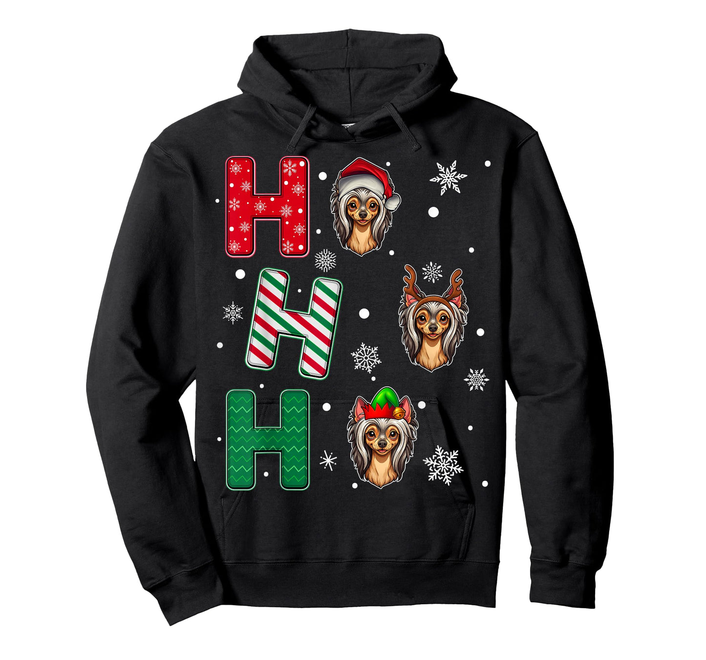 Ho Ho Ho Chinese Crested Dog Lover Christmas Santa Elf Xmas T-Shirt