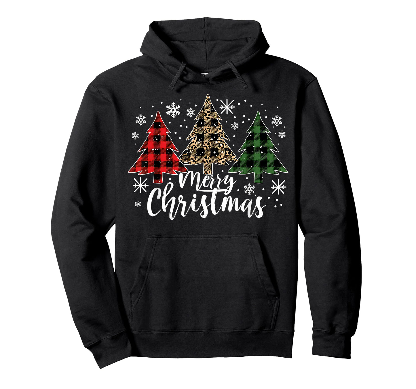 Merry Christmas Tree Buffalo Plaid Red Leopard Green Xmas T-Shirt