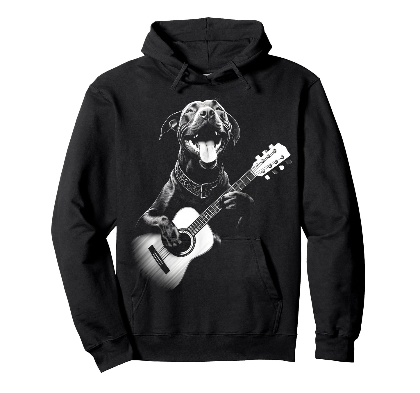 American Pitbull Playing Guitar - Funny Guitar Dog Men Women Kids T-Shirt