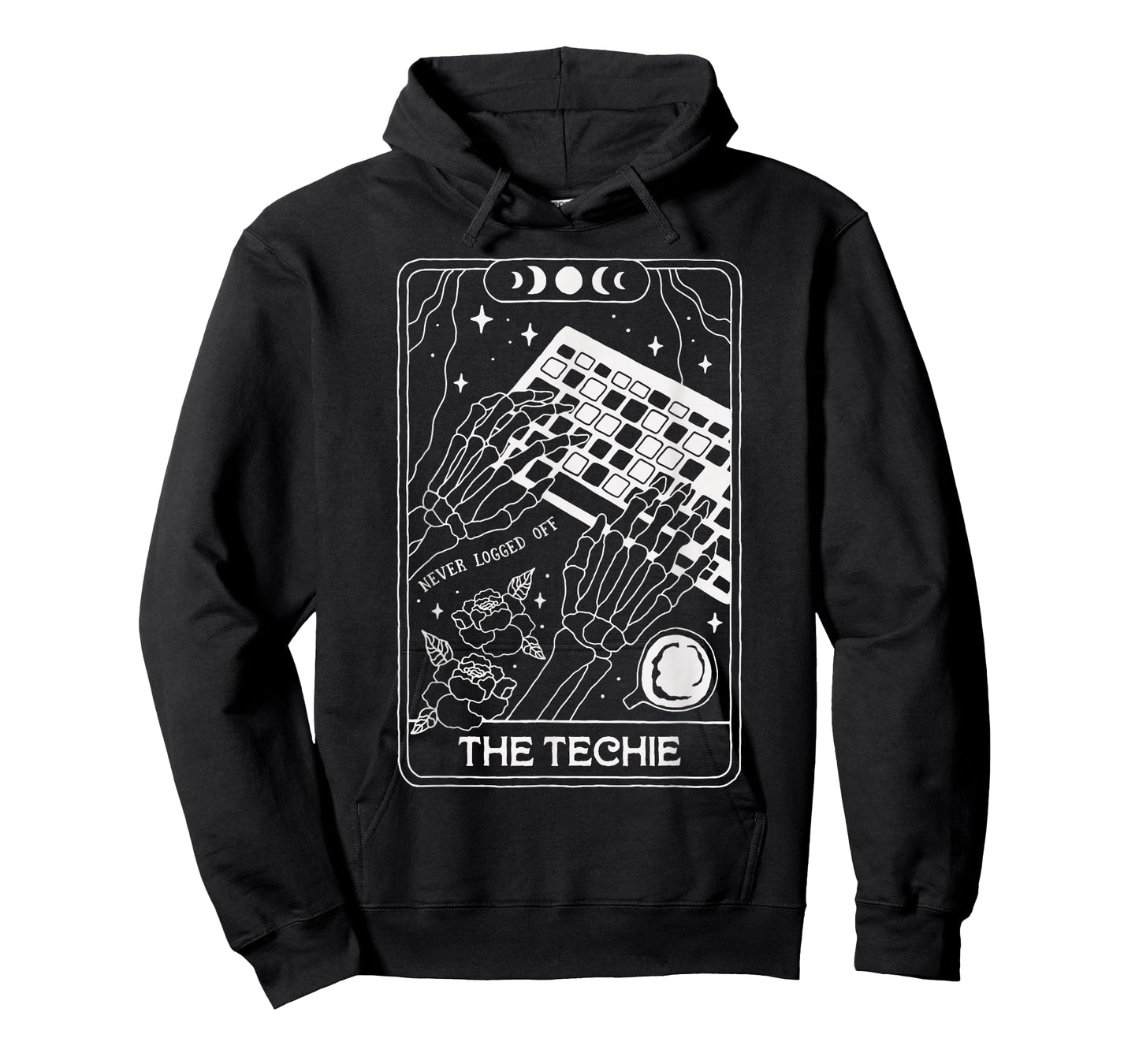 Skeleton Tarot Card Techie Never Logged Off Funny Geek Gamer T-Shirt