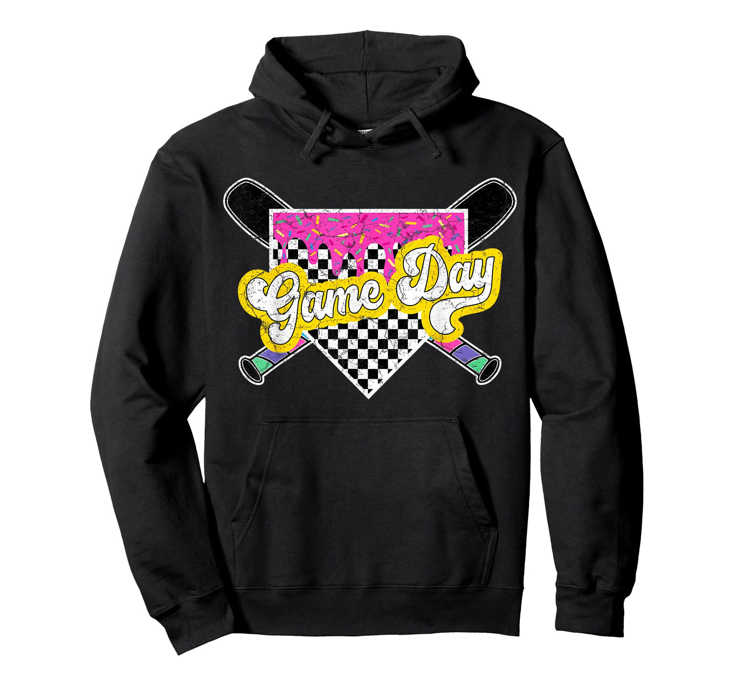 Game Day Checkered Baseball Ice Cream Drip for Boys Youth T-Shirt