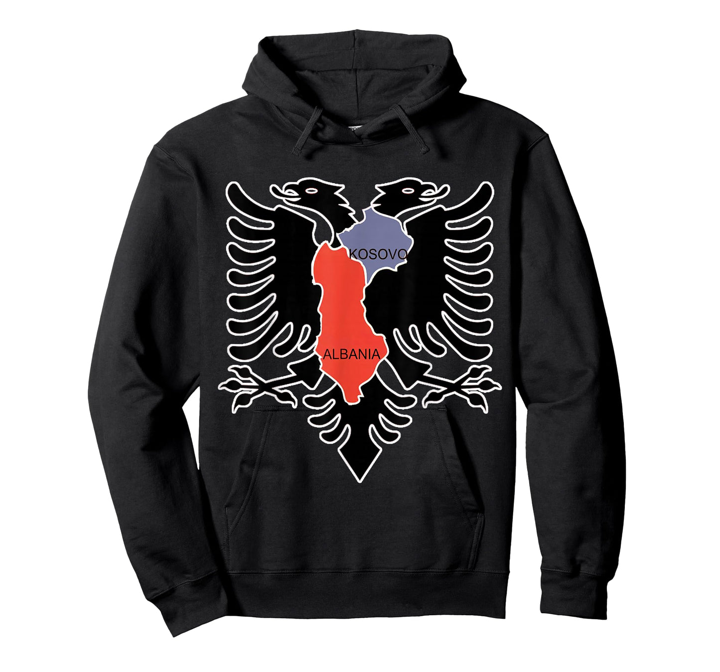 Albania and Kosovo Country Outline with Eagle Emblem T-Shirt