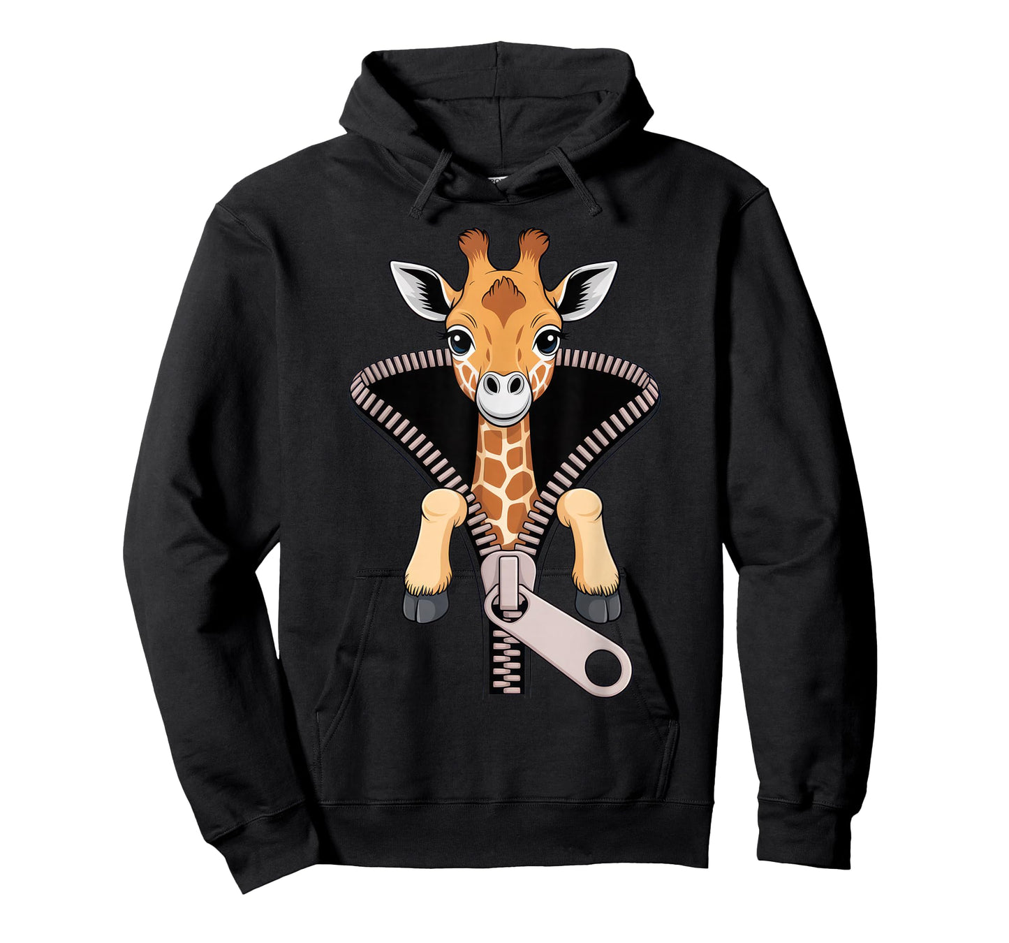 Giraffe Zipper Funny Animal Lovers Cute Casual Everyday Wear T-Shirt