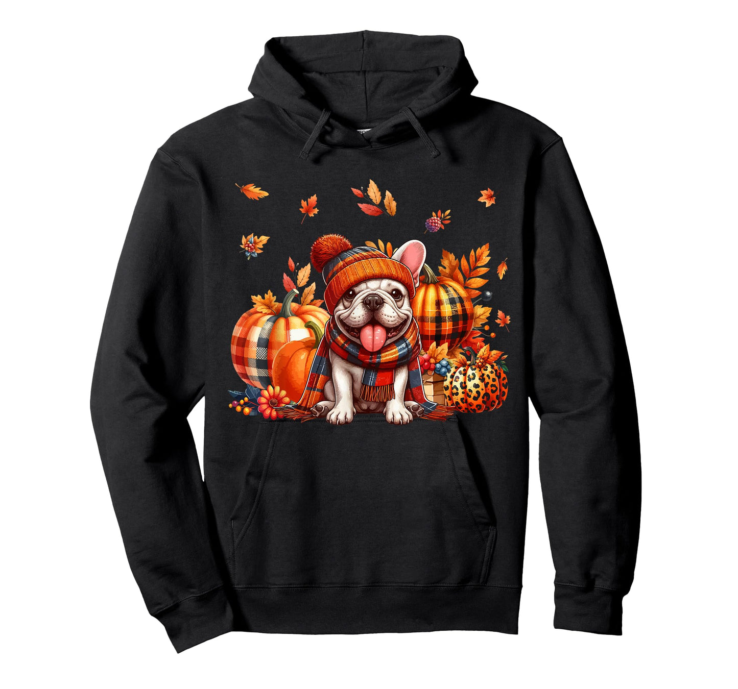 French Bulldog Thanksgiving Leopard Pumpkins Fall Leaves T-Shirt