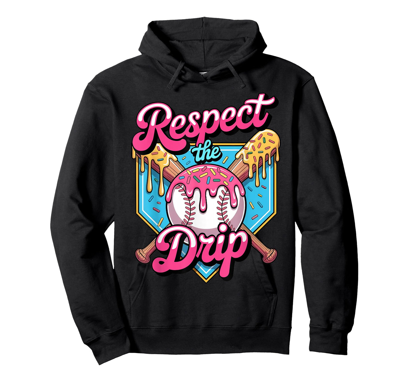 Respect The Drip Baseball Home Plate Ice Cream Dripping T-Shirt